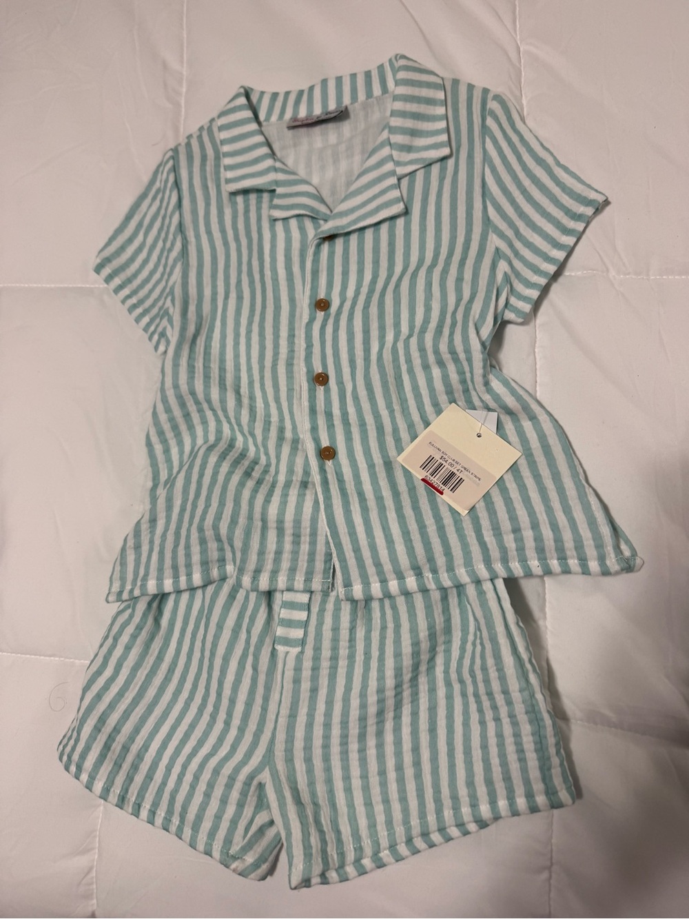 NWT Sophie and Lucas Sullivan boy Set - Aqua & White 4T